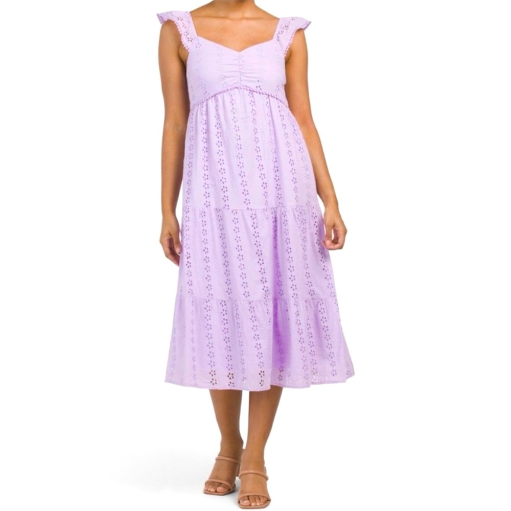 Sincerely Jules Eyelet Tiered Midi Dress-Size Small New with Tags